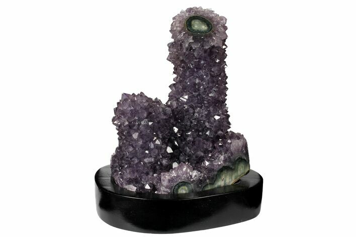 Tall, Amethyst Stalactite Formation With Wood Base - Uruguay #121349